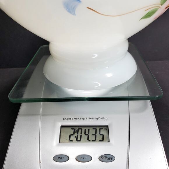 GWTW Hand Painted Floral Hurricane Lamp Shade Milk Glass Porcelain Vtg Cottage - Picture 11 of 11
